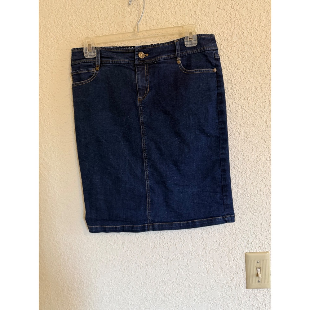 Downeast Denim Womens Dark Wash Stretch Denim Pencil Skirt Size 4 Knee Length